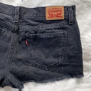 Levi’s Low Rise Black Distressed Jean Shorts - 30